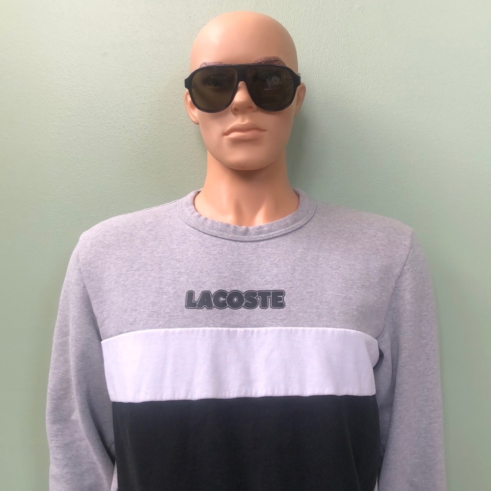 Lacoste Men's Grey/Black Pullover - Size Medium